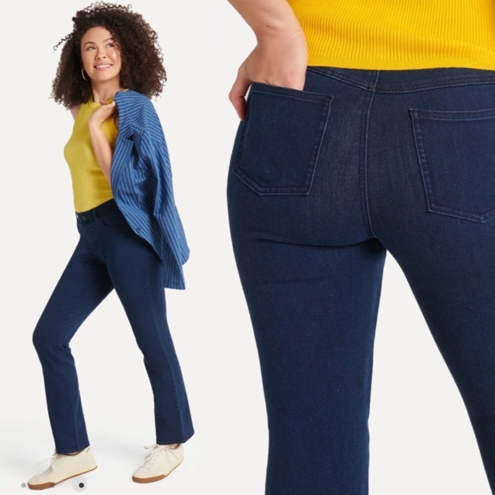 44.Betabrand Yoga Denim Straight High Rise Pull On Jeans